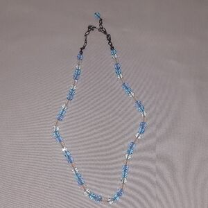 Elegant Blue and Clear Beaded Necklace
